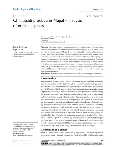 pdf chhaupadi practice in nepal analysis of ethical