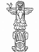 Totem Pole Coloring Drawing Poles Pages Native American Clipart Clip Kids Giants Cedar Easy Outline Color Tree Printable Cliparts Perched sketch template