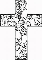 Coloring Easter Cross Pages Religious Printable Adult Jesus Color Adults Kids Catholic Flowers Mandala Print Rose Red Christian Crosses Colouring sketch template
