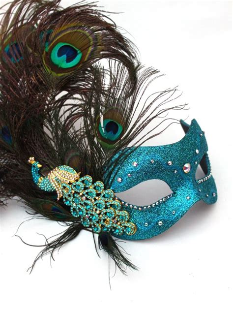 luxury swarovski crystal peacock feather masked ball mask