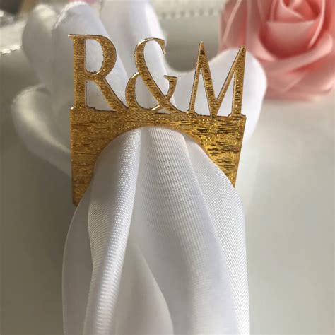pcslot custom wedding napkin rings golden napkin rings monogram napkin ring holder