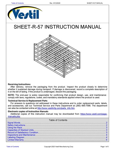 Vestil Sheet R 57 Instruction Manual Pdf Download Manualslib