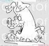 Mud Pig Clip Outline Playing Illustration Cartoon Rf Royalty Toonaday sketch template