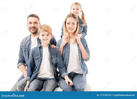 happy family  jeans   camera stock image image  emotional european