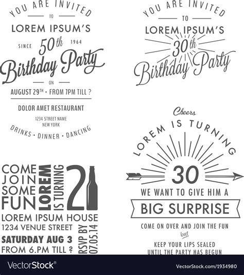 adult birthday invitation vintage design elements vector image