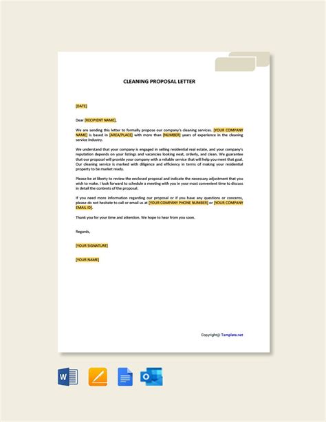 cleaning service proposal letter   word google docs