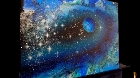 acrylic galaxy wave pour outer space painting fluid art  stars   planet youtube