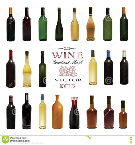 Various Types Of Wine Bottles Vector Illustration Stock Vector