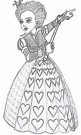 Alice Wonderland Coloring Pages Queen Burton Hearts Tim Hatter Mad Printable Adult Kids Drawing Deviantart Sheets Party Colorir Color Para sketch template