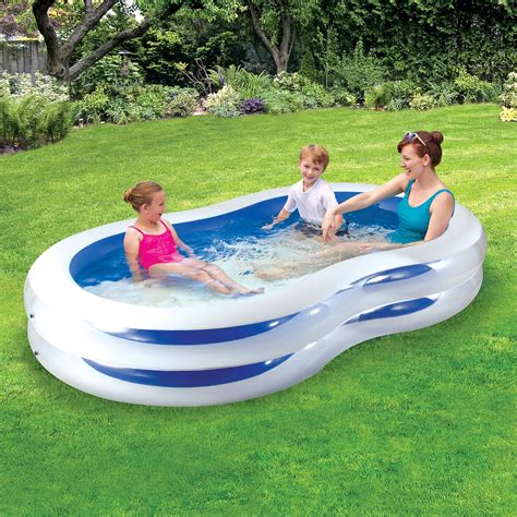 play day  plastic inflatable family swimming pool blue  white