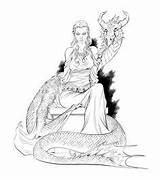 Daenerys Targaryen Thrones Coloring Fantasy Game sketch template