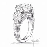 Ring Drawing Engagement Hand Drawings Jewelry Getdrawings Fire Custom Trio Rings Platinum Shank sketch template