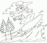 Coloring Snowboarding Boy sketch template