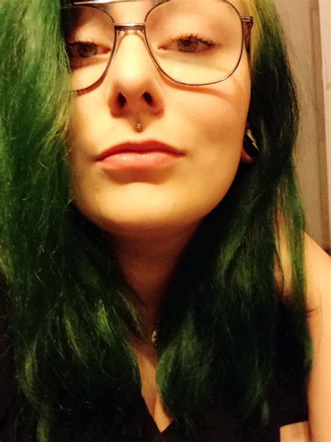 green hair long hair glasses medusa piercing medusa piercing