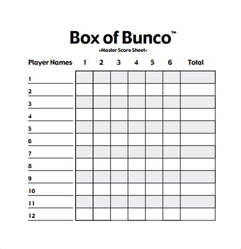 sample bunco score sheets templates  google docs google