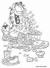 Garfield Coloring Eat Pages Print Book Carbohydrates Food Dessert Library Junk Yummy Junkfood Them Kids sketch template