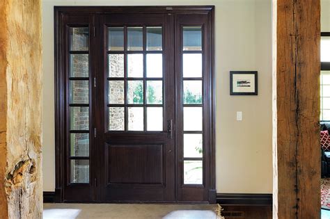 custom wood front entry doors interior view  solid wood front entry door clear glass dark