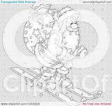Skiing Sack Claus Lineart Santa Illustration Cartoon Christmas sketch template