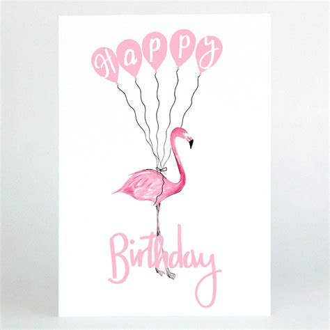 pink flamingo happy birthday card  ajcde notonthehighstreetcom