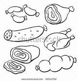 Meat Para Colorear Carne Coloring Ham Dibujos Pages Sausages Stock Sausage Set Alimentos Preescolares Vector Shutterstock Template Cartoon Del Crafts sketch template