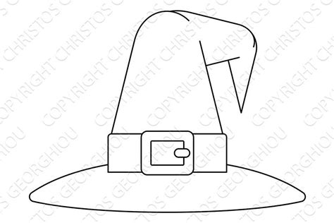 halloween witch hat icon kids cartoon  outline halloween witch hat