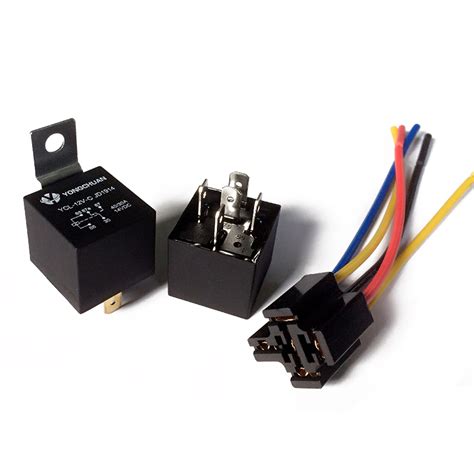set car auto relay socket spdt  pin  wire dc   volt  amp black truck accessories