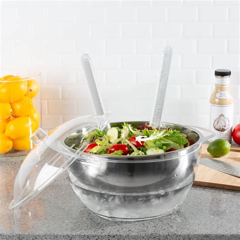salad bowl  lid  utensils pc cold serving dish set  ice