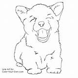 Coloring Pages Corgi Puppy Dog Color Cute Line Drawing K9 Drawings Dogs Welsh Template Puppies Corgis Printable Kids Print Pembroke sketch template