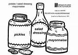 Mayonnaise Coloring Dressing Salad Pickles Kleurplaat Pages Catsup Fruit Mustard Large Edupics sketch template
