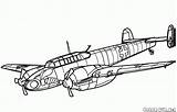 Aerei Elicotteri Colorare Messerschmitt 100s Combattimento sketch template