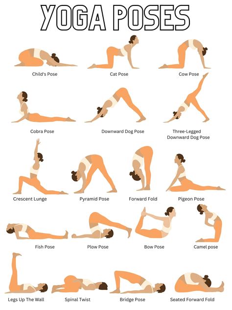 yoga poster yoga printable chart downloadable yoga poses