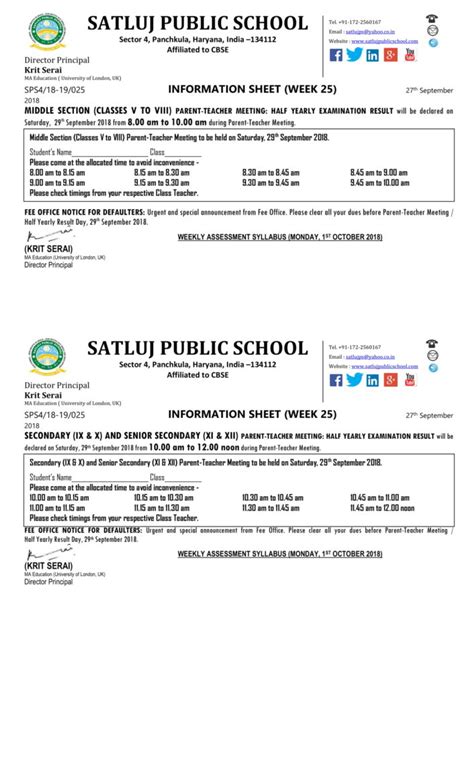 information sheet week satluj public school satluj public school