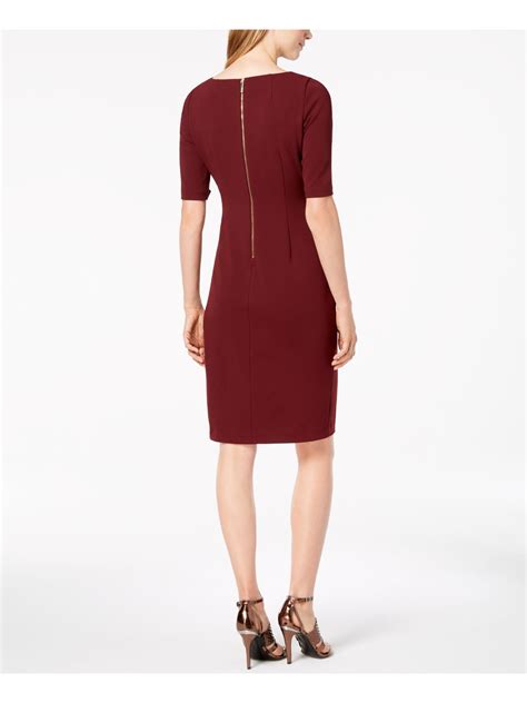 Calvin Klein 149 Womens New 1226 Maroon Embellished Short Sleeve Dress