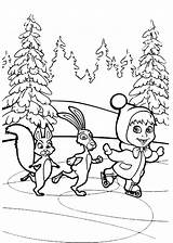 Masha Colorare Mewarnai Orso Urso Disegni Marsha Oso Scoiattolo Pattina Ghiaccio Coniglio Skating Natale Boomerang Kartun Menari Mascha Infantis Sketsa sketch template