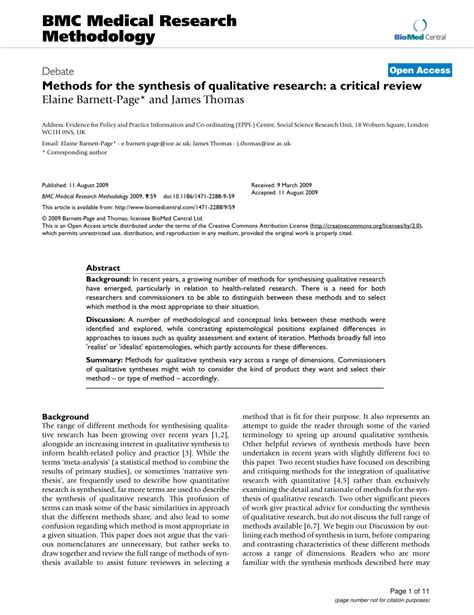 methods   synthesis  qualitative research  critical review