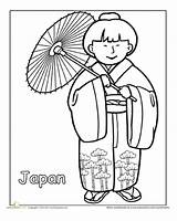 Japanese Coloring Pages Traditional Worksheets Clothing Around Kids Clothes Japan Sheets Sheet Fan Asian American Education Colouring Culture Books Detailed sketch template