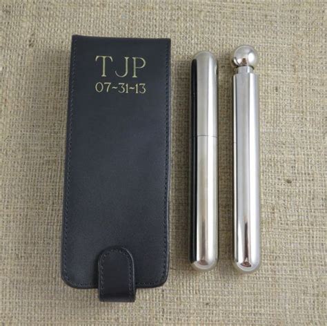 Cigar And Flask Combo With Personalized Leather By