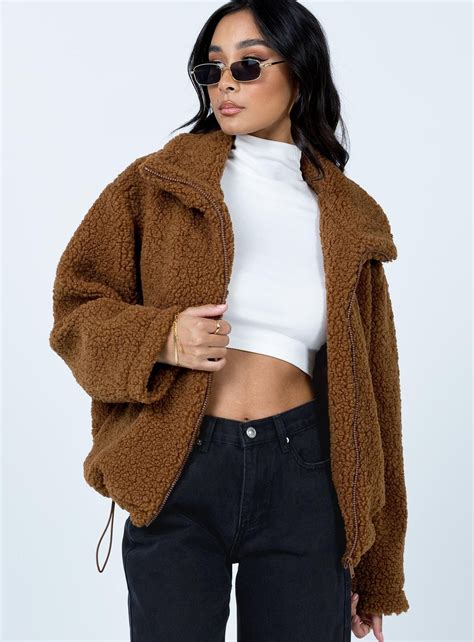 teddy jacket brown