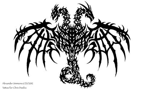headed dragon drawing