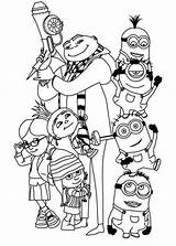 Coloring Minions Minion Gru Pages Kidsplaycolor Printable Family sketch template
