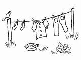Clothes Line Embroidery Motion Washing Coloring sketch template
