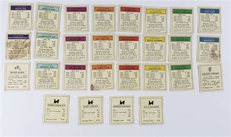 monopoly board game replacement title deed cards full set  game