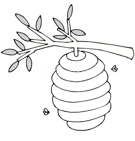 beehive   tree branch coloring page netart