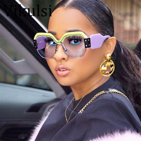 Sexy Rimless Oversized Sunglasses Women Vintage 2018 Red Pink Luxury