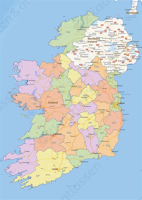 digitale staatkundige landkaart ierland  kaarten en atlassennl