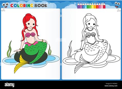 coloring page mermaid  colorful sample printable worksheet