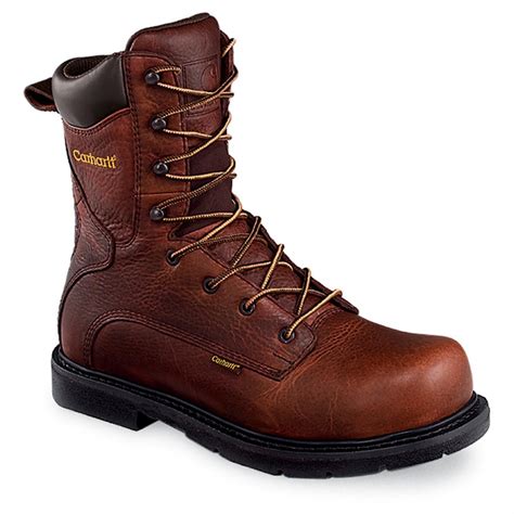 mens carhartt   steel toe work boot brown  work boots
