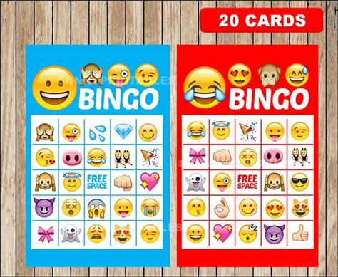 printable emoji bingo cards printable word searches