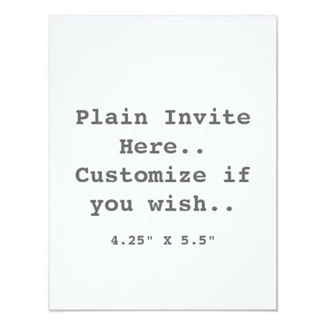 plain invite card zazzle