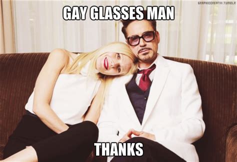 gay glasses tony stark and pepper potts fan art